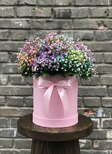 Цветочная композиция из Гипсофила и Розы в шляпной коробке #REPLACE_PRED# Томари