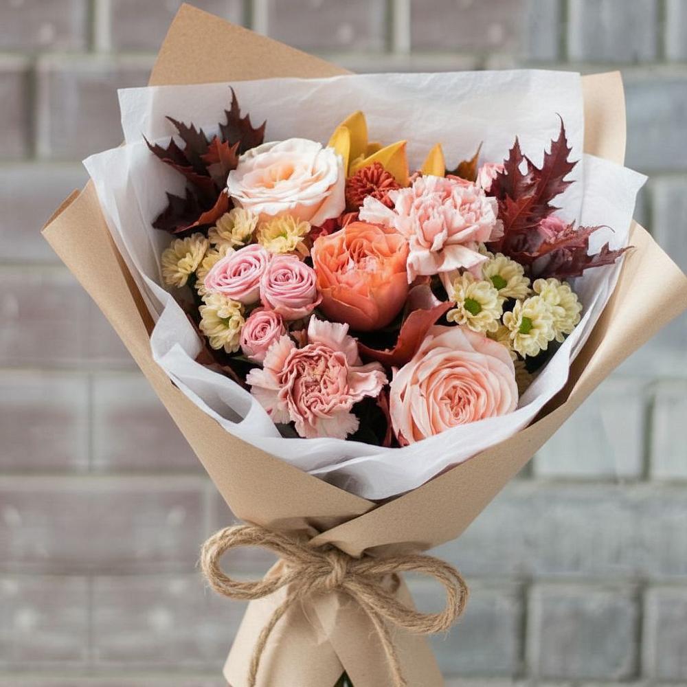 Букет цветов из: Гвоздики, Хризантемы и Розы в Томари