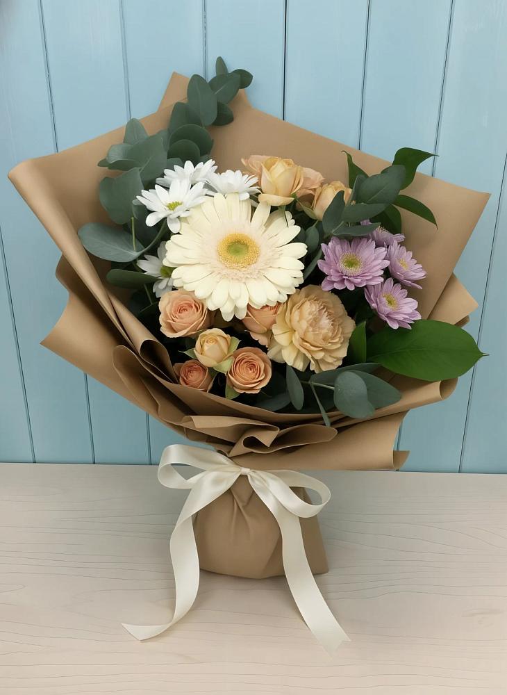 Букет цветов из: Герберы и Хризантемы в Томари