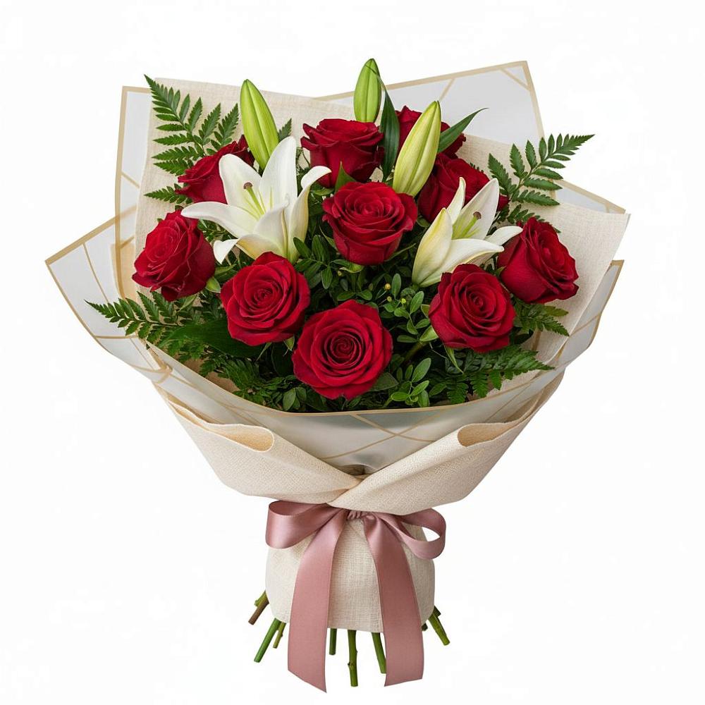 Букет цветов из: Лилии и Розы в Томари