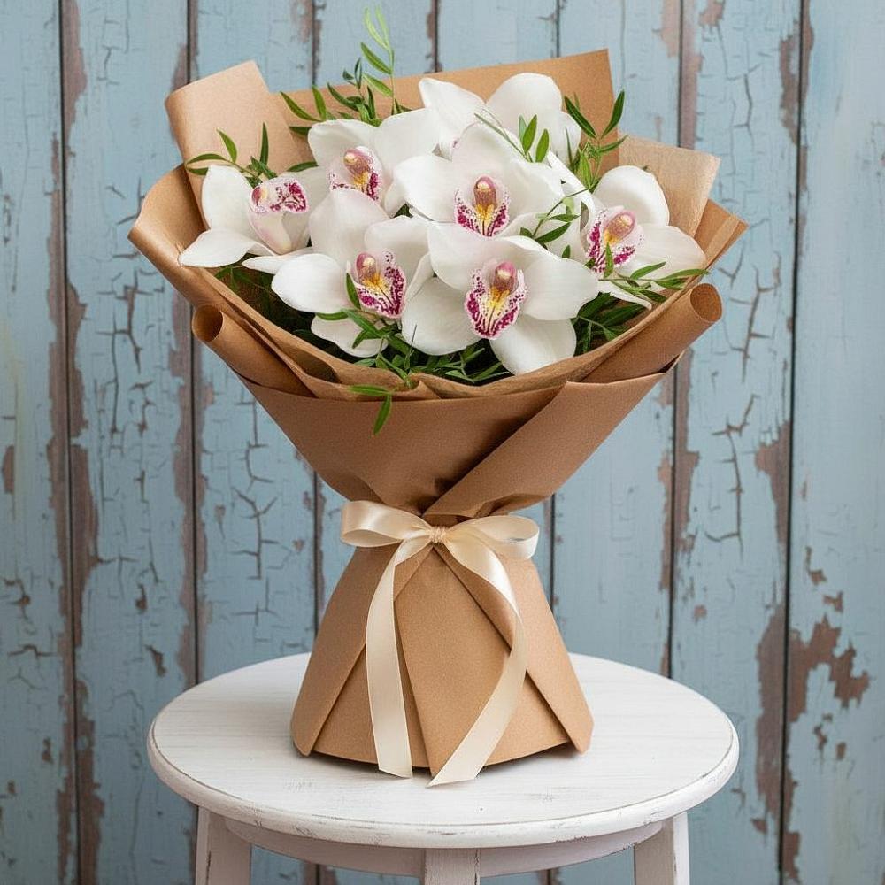 Букет цветов из: Орхидеи и Розы в Томари