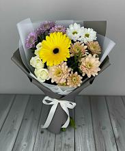 Букет цветов из:  Розы, Герберы и Хризантемы в Томари