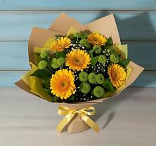 Букет цветов из:  Герберы и Хризантемы в Томари