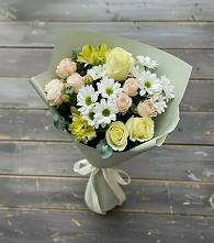 Букет цветов из:  Альстромерии, Розы и Хризантемы в Томари