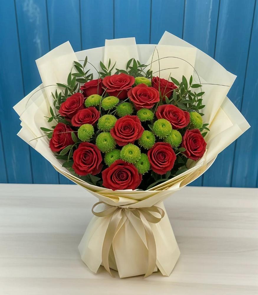 Букет цветов из: Розы и Хризантемы в Томари